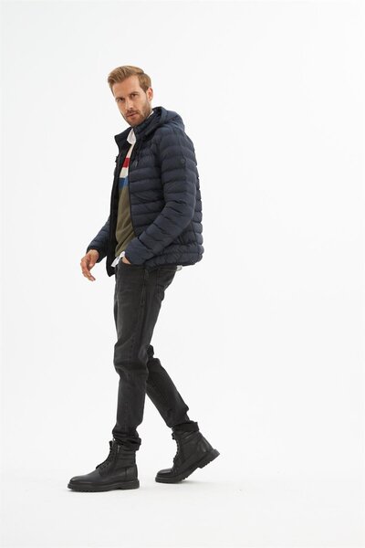 Danger Ανδρική αποσπώμενη κουκούλα Basic Puffer παλτό Navy Blue