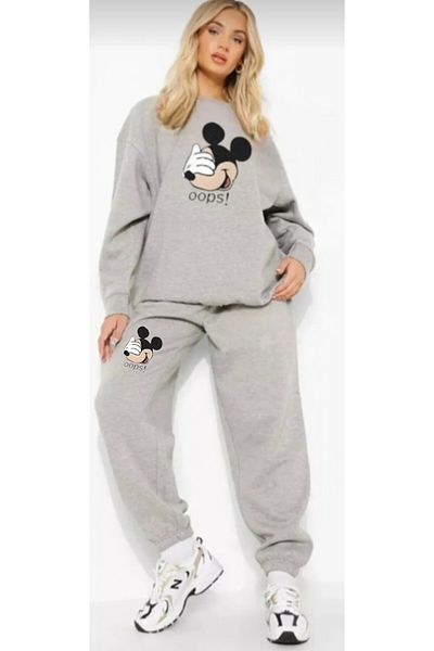 Hunors Sportswear & Company Micky Mouse Printed Hooded/No Hooded Sweat and Jogger Bottom Top Suit Hooded