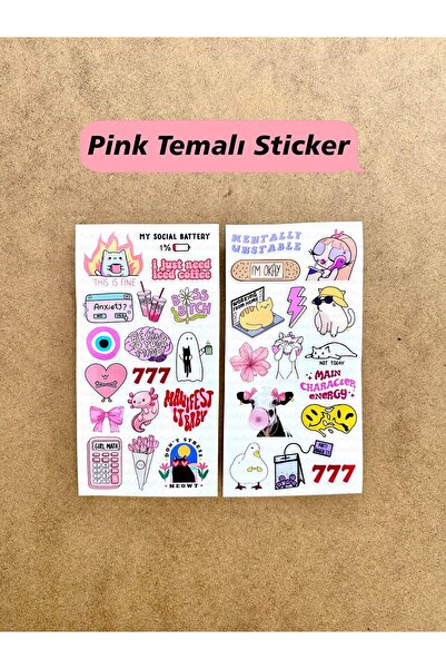 hdsticker Pink Temalı Sticker Seti 32 Adet Planner Ajanda Laptop Tablet Telef...