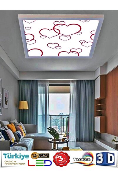 Gökyüzü Panel Banyo Avize Kalp Tavana Model 60watt, Beyaz Işık Led Lamba, Bey...