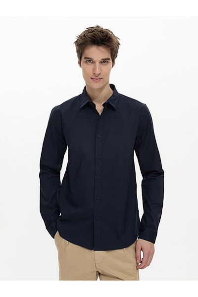 Ltb Navy Blue Textured Shirt