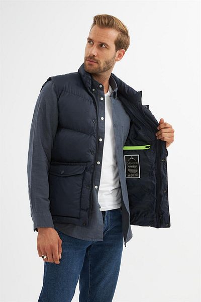 Danger Men's Pocket Detailed Puffer Vest Navy Blue