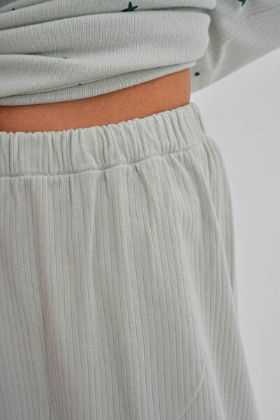 CT MODA Γυναικείο Σετ Πιτζάμες με Πράσινο Κουμπί 100% Βαμβακερό Χειμερινό Μεγάλο Μέγεθος (Oversize) Μακρυμάνικο