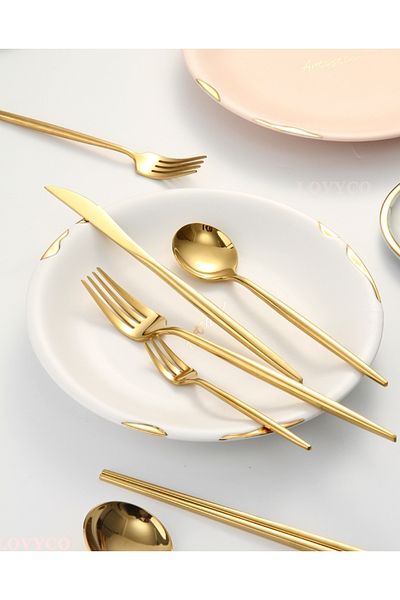 LOVYCO Gold 6-Person 24-Piece Fork Spoon Knife Set