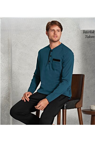 Over Sleep by Poleren Ανδρικό χειμερινό μακρυμάνικο σετ πιτζάμες Over Sleep 1581