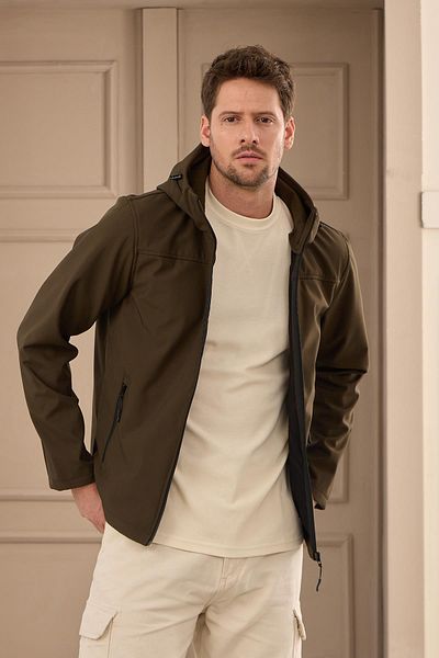 Danger Ανδρικό παλτό Softshell Khaki - Αδιάβροχο και αντιανεμικό