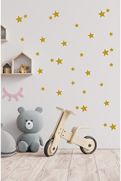 GSticker Altın Yıldız Temalı Çocuk Odası Duvar Sticker Seti Anaokulu Duvar Sü...