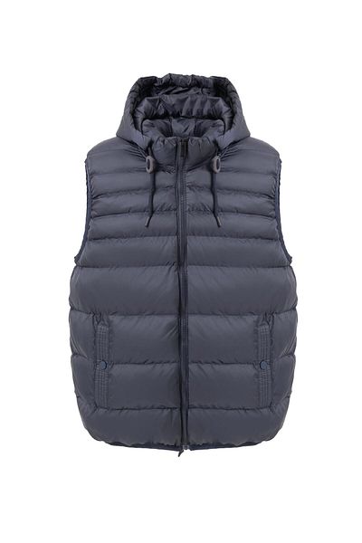 Danger Men's Detachable Hooded Plus Size Puffer Vest Navy Blue