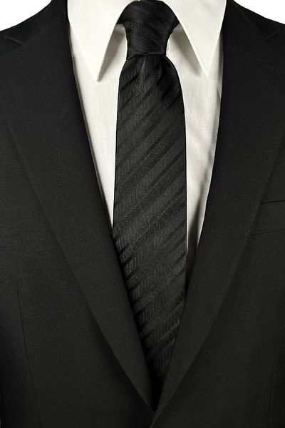 1001 Kravat Black Striped 7.5 cm Wide Silk Tie Men