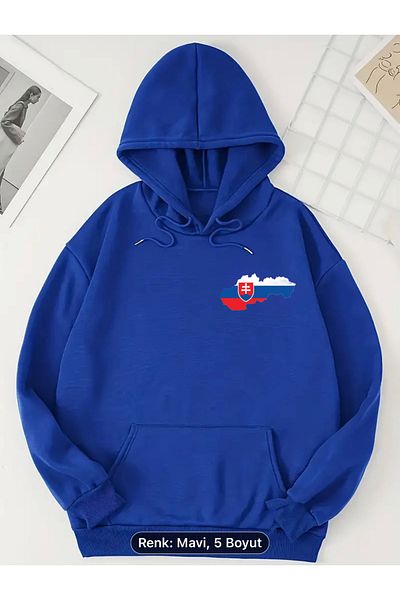Minikelya Slovakia Flag Graphic Custom Design Comfortable Seasonal Kangaroo Sweatshirt