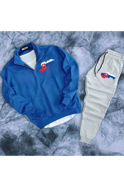 NEW TRENDY COLLECTİON Σλοβακία σημαία γραφική προσαρμοσμένη σχεδίαση άνετη εποχιακή φόρμα με γιακά