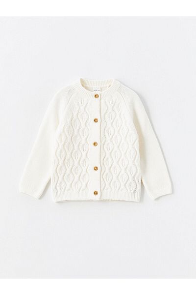 LC Waikiki Lcw Baby Ecru Crew Neck Long Sleeve Baby Girl Vest