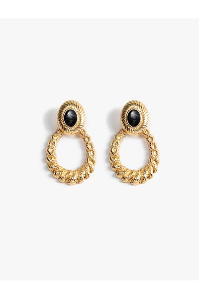 Koton Vintage Textured Steel Blended Earrings - Dangle