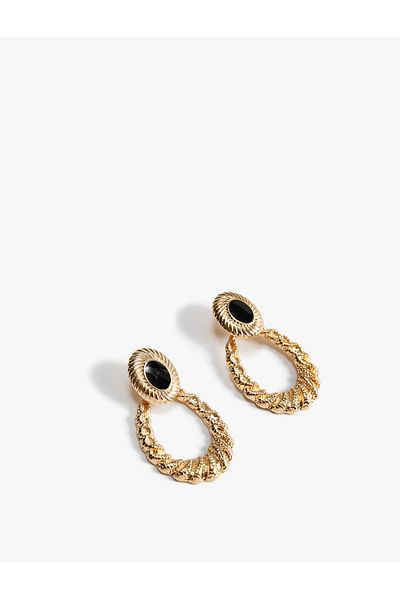 Koton Vintage Textured Steel Blended Earrings - Dangle
