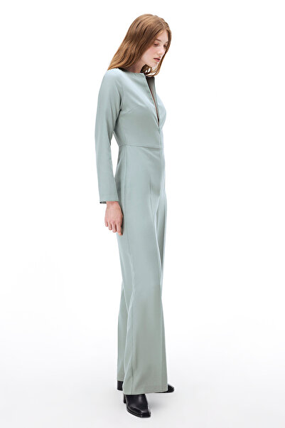 Perspective Morla Regular Fit Long Sleeve Round Neck Mint Jumpsuit