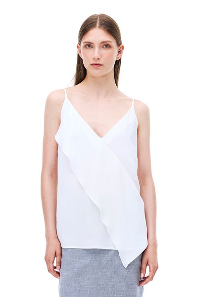 Perspective Farewell Regular Fit Standard Size Strap V-Neck Ecru Blouse
