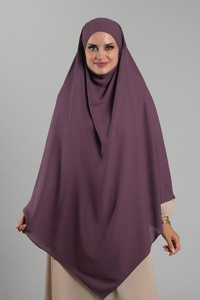 HÜRREM BONE Πρακτικό μωβ μαντήλι Hijab - Crepe Lace, Interlocking Souffle Hijab 2313_22