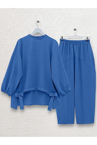 Modamorfo Shalwar-Hose mit Kordelzug vorne, Ayrobin, lockerer Anzug – Indigo