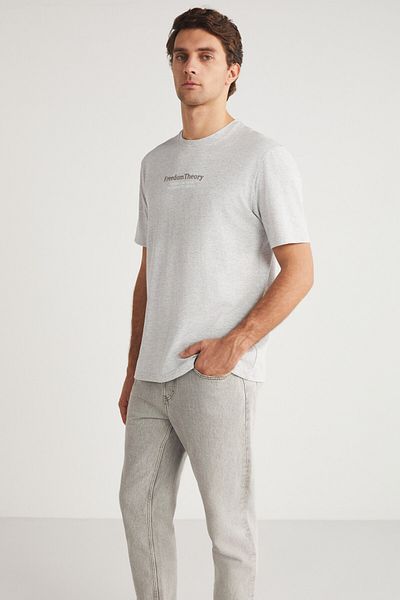 GRIMELANGE Ignacıo Ανδρικό - Crew Neck, 100% Organic Cotton Grimelange T-shirt με λεπτομέρεια κεντήματος