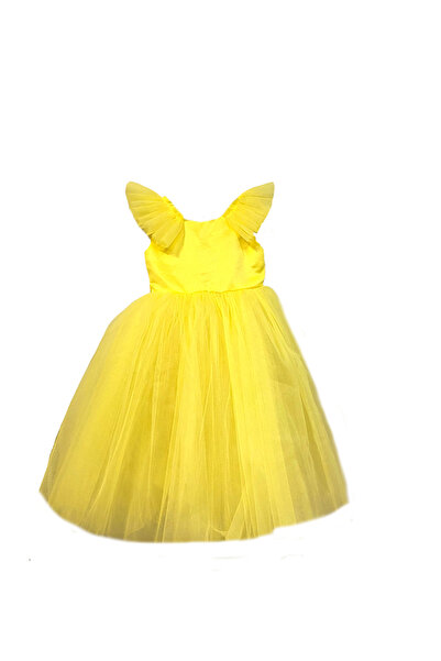 Gen Kids Kız Çocuk Sarı Renk Kolları Fırfırlı Uzun Tütü Elbise