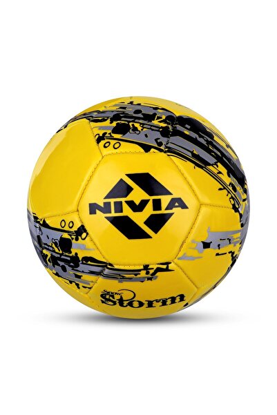 Nivia كرة قدم عاصفة ثلجية | صفراء | مقاس 5 | جلد صناعي صغير | مخيط يدويًا | كرة قدم