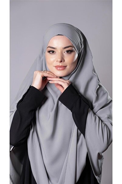 HÜRREM BONE Eșarfă hijab cu împletire, practic, gri, cu șireturi din mătase, cu două straturi, hijab sufleu 2302_15
