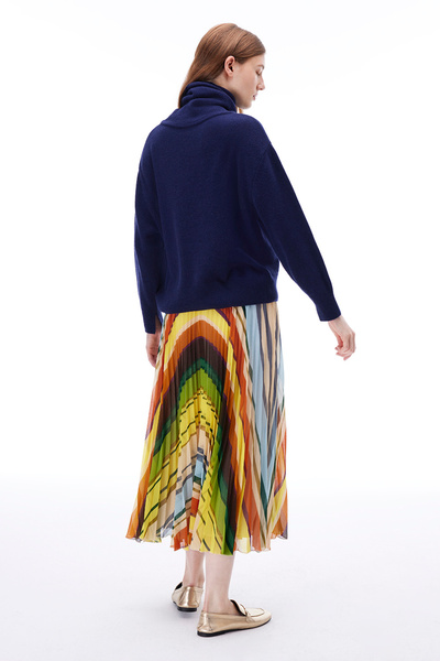 Perspective Divagos Comfortable Fit Knee Length Multicolor Skirt