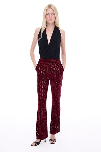Perspective Donicas Slim Fit Long Length Burgundy Trousers
