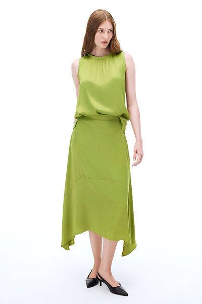 Perspective Fusta verde Safira Regular Fit Midi