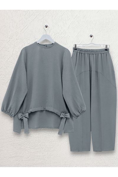 Modamorfo Ayrobin Grey Loose Set – Shalwar und Hose mit Kordelzug vorne
