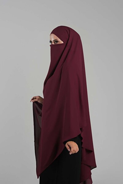 HÜRREM BONE Πρακτικό μαντήλι Hijab Βουργουνδίας - Κρεπ δαντέλα, Snap-on Hijab 2313_16