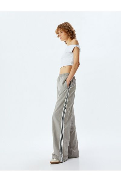 Koton Oversize Parachute Pants - Rubber Waist, Pocket Detail and Ribbed