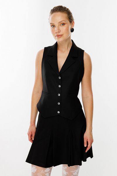 Ekol Buttoned Front Ornamental Pocket Vest