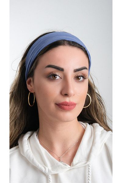 HÜRREM BONE Μπλε Πρακτικό έτοιμο κουμπωτό Hijab Bonnet Viscose Fabric Plain 3007_34