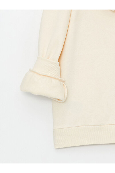 LC Waikiki LCW Παιδικό μπεζ φούτερ με κουκούλα για κορίτσια