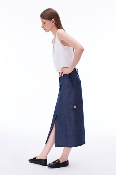 Perspective Latibule Regular Fit Midi Boy Индиго пола