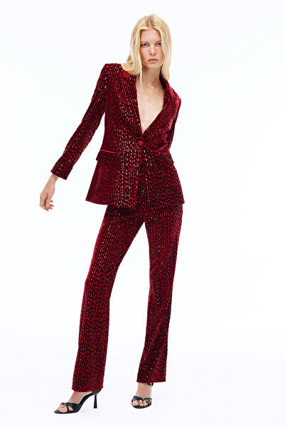 Perspective Donicas Slim Fit Basen Six Length Fake Sleeve Jacket Collar Burgundy Jacket