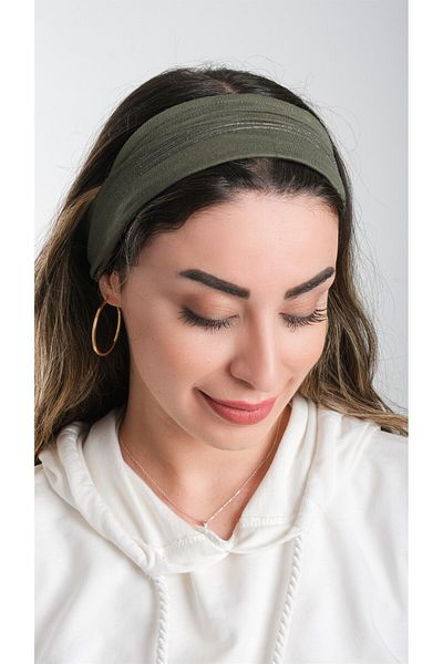 HÜRREM BONE Χακί Πρακτικό έτοιμο κουμπωτό Hijab Bonnet Viscose Fabric Plain 3007_09
