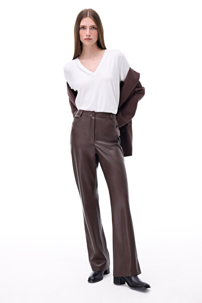 Perspective Dark Slim Fit Uzun Boy Kahverengi Pantolon