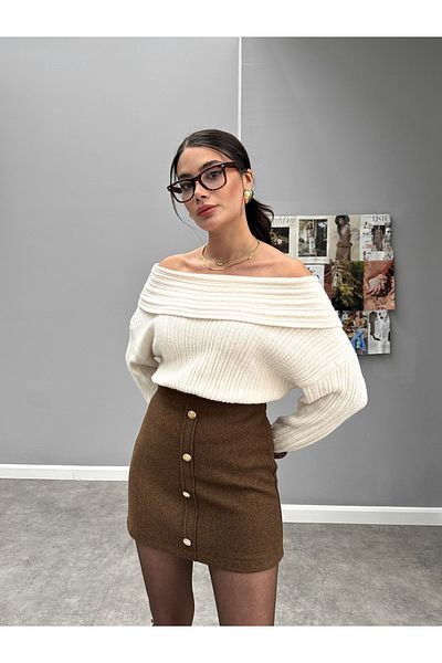 ESRAHELVACI Gold Buttoned Mini Skirt