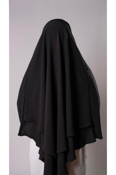 HÜRREM BONE Практична готова чорна хустка для хіджабу - крепова з зав'язками, двошарова суфле-хіджаб 2314_01