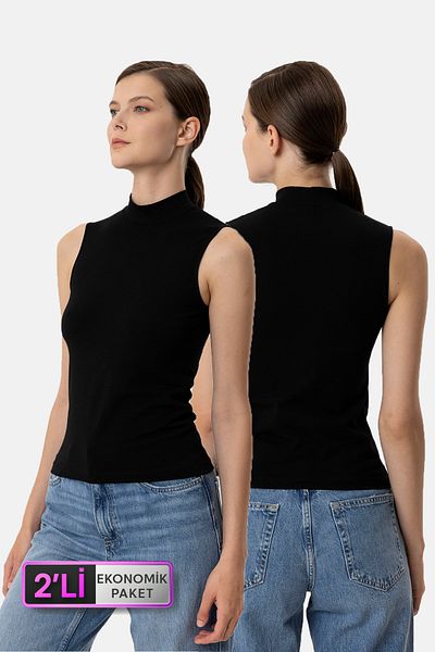 Pierre Cardin 1209 Model Holy Cotton Undershirt - Economical Pack of 2, Turtleneck, Throat and Zero Sleeve