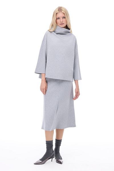Perspective Fusta Gri Melange Lungime Midi Regular Fit