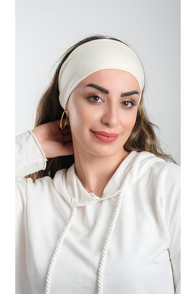 HÜRREM BONE Viscose Cream Bandana Hair Band - Απλό 3012_40