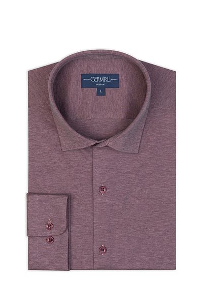 Germirli Claret Red Melange Albini Active 4Flex Soft Collar Slim Fit Shirt