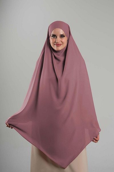 HÜRREM BONE Πρακτικό μαντήλι Hijab Dusty Rose - Crepe Lace, Ready-Snap Souffle Hijab 2313_18