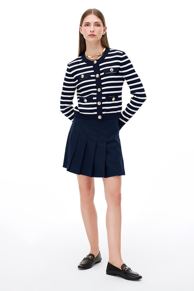 Perspective Actors Regular Fit Çizgili Desen Kısa Boy Lacivert Sort