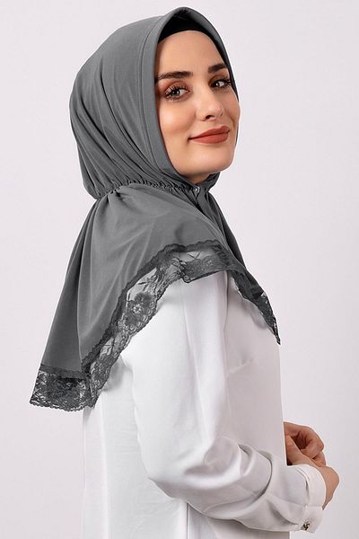 HÜRREM BONE Καπνιστό Πρακτικό Έτοιμο Κασκόλ Hijab Snap-on Ύφασμα βισκόζης με κουμπωτά και δαντέλα 2105_25