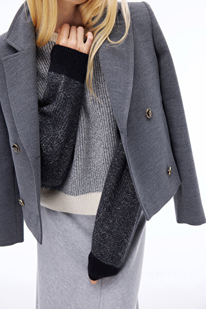 Perspective Mona Regular Fit Short Sleeve Men's Lapel Anthracite Coat