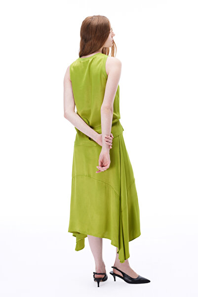 Perspective Safira Regular Fit Midi Green Skirt